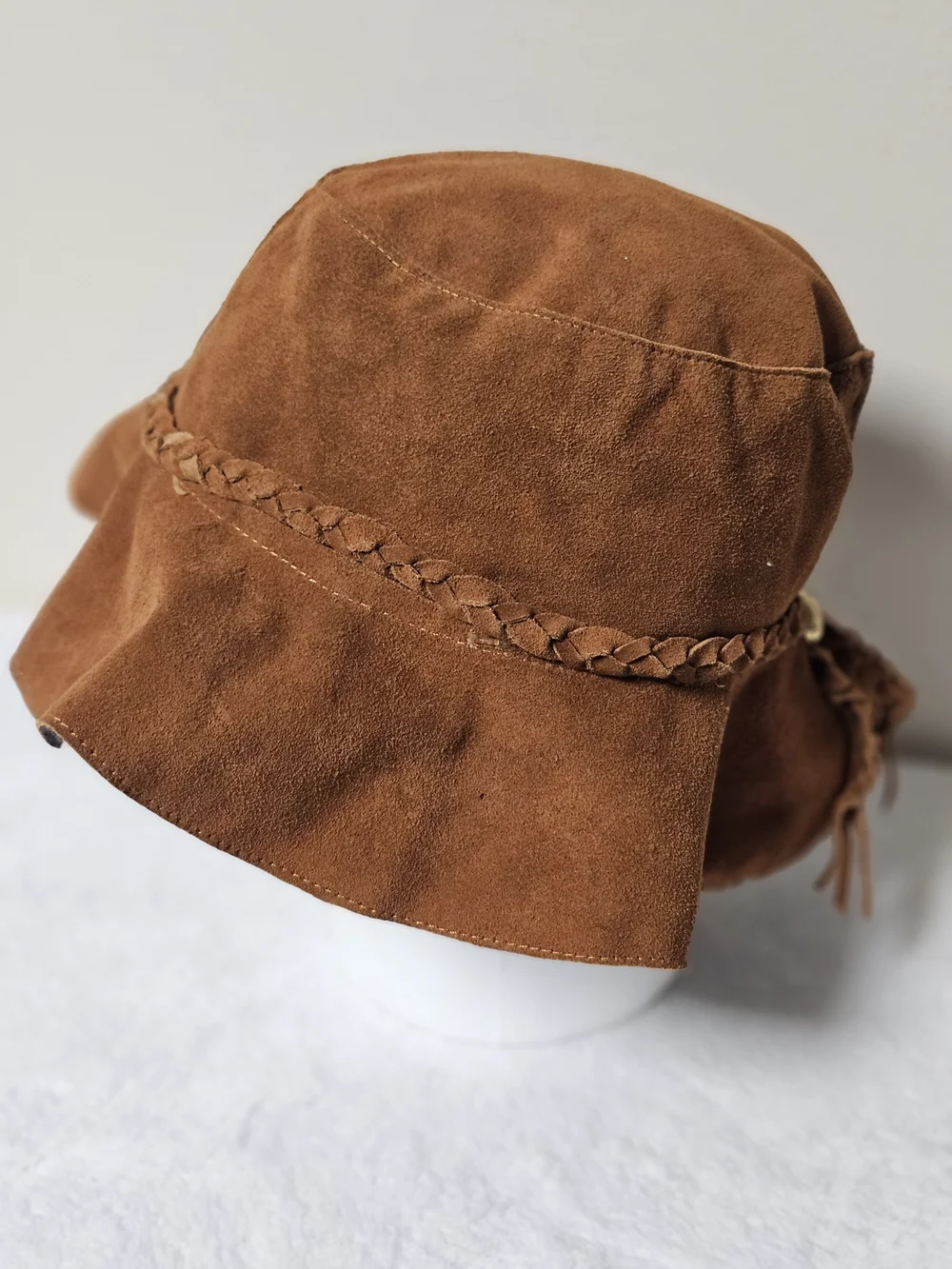Suede Brown Floppy Hat Braided Band Rodeo Western Mexico Boho Cowboy